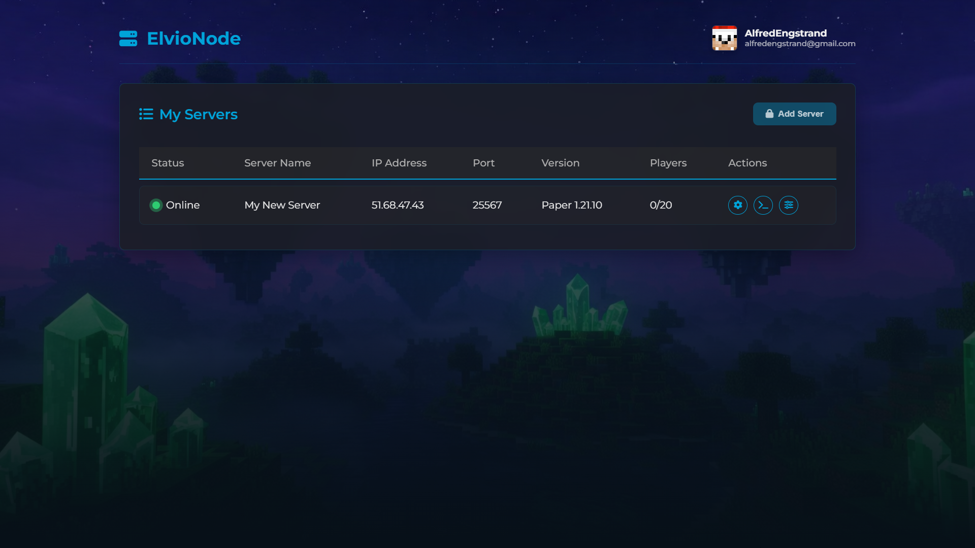 Control Panel Dashboard
