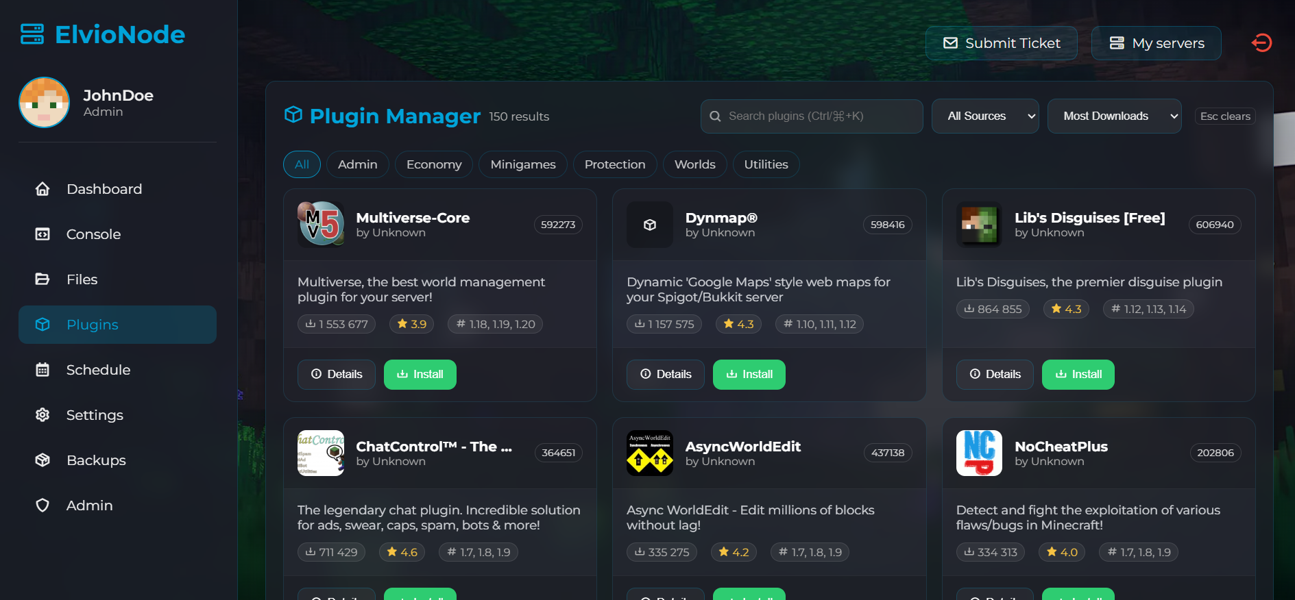 ElvioNode plugin and mod management interface